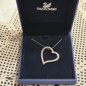 Swarovski Love Crystal Heart Pendant Necklace - Silver- New
